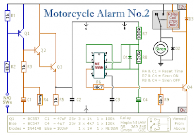 Motorcycle Alarm Circuit Using IC 555