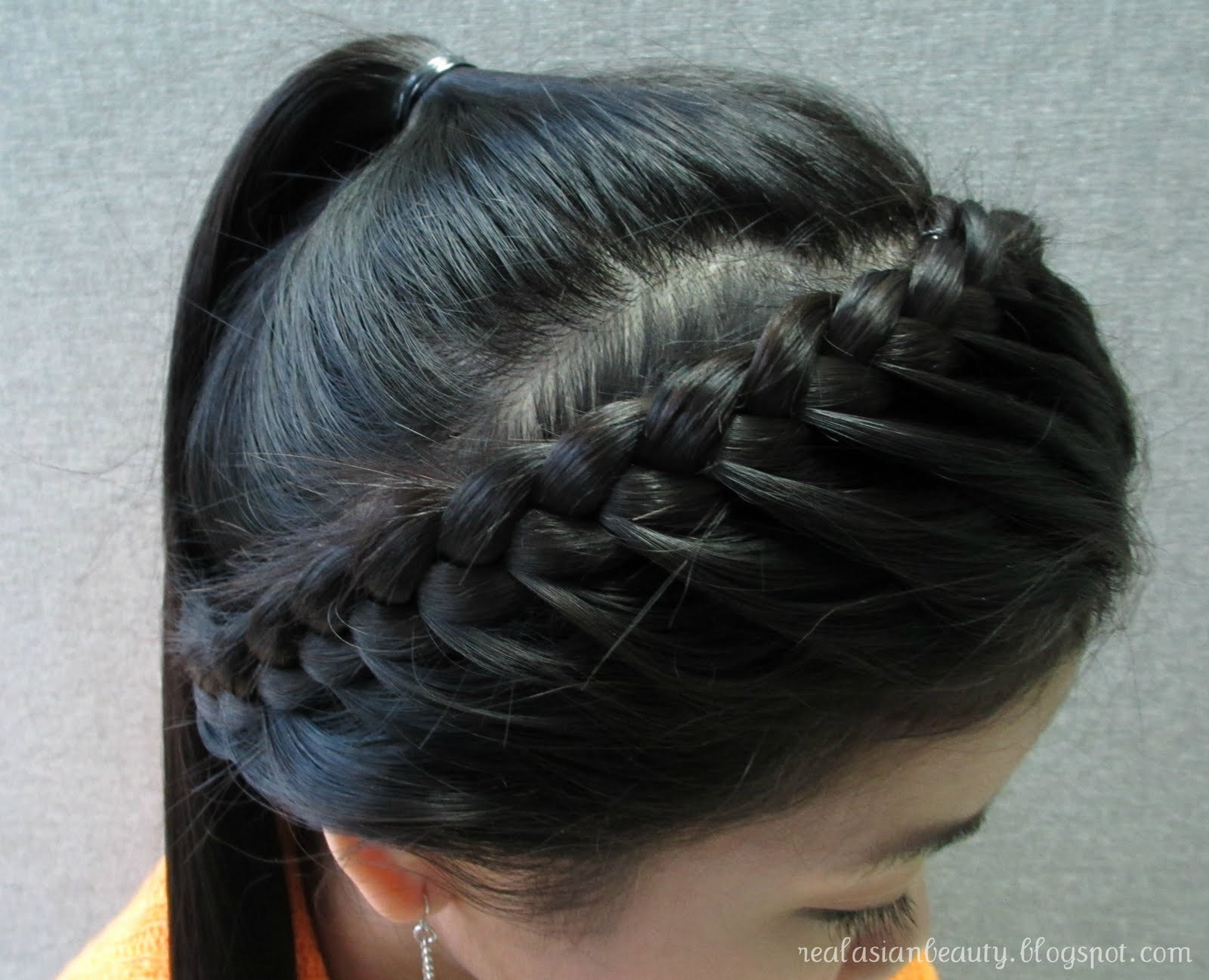 Real Asian Beauty: Crown Braid with Ponytayil Hair Tutorial