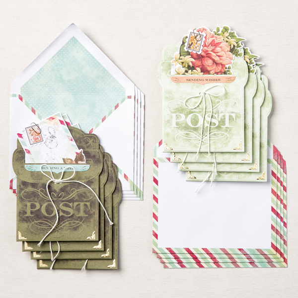Vintage mail boxes greeting cards from the Stampin' UP! Precious Parcel Card Kit