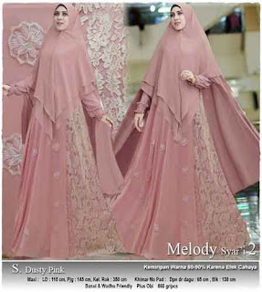 Baju Gamis Melody-Syar'i Bahan Ceruti Premium