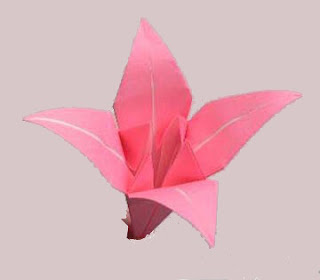 cara membuat origami bunga lily