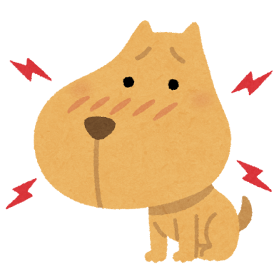 ハチに刺された犬のイラスト