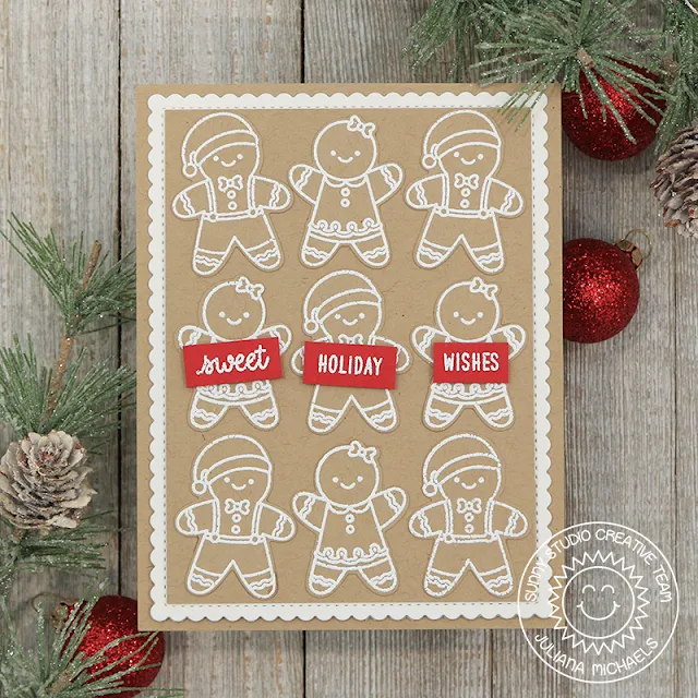 Sunny Studio Stamps: Christmas Cookies Frilly Frame Dies Christmas Cookie Themed Holiday Card by Juliana Michaels