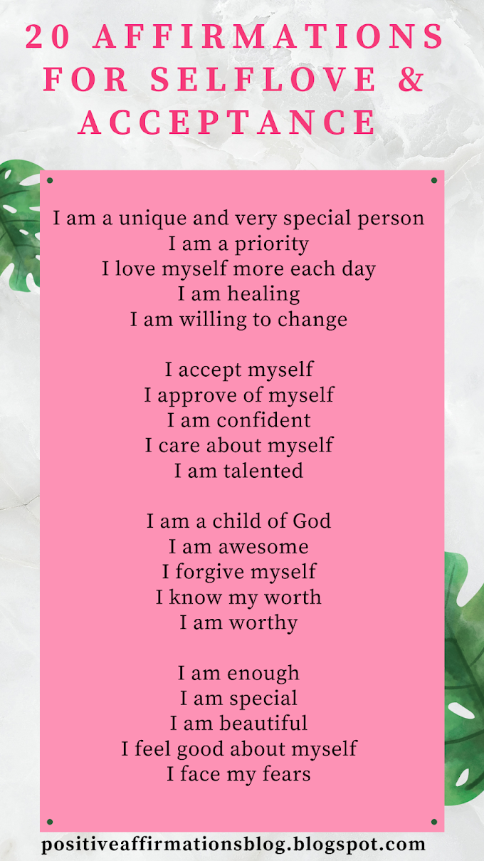 20 Affirmations For Selflove & Acceptance 