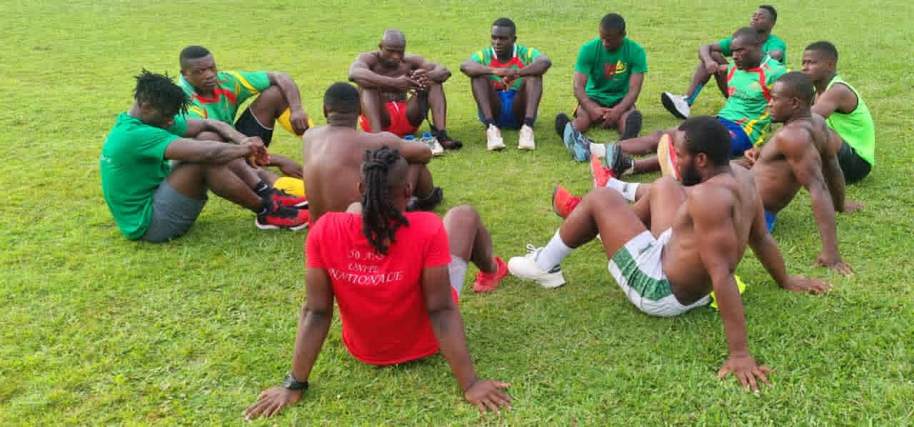 Lions Indomptables du rugby à 7 à Ouganda - premiere seance d'entrainement