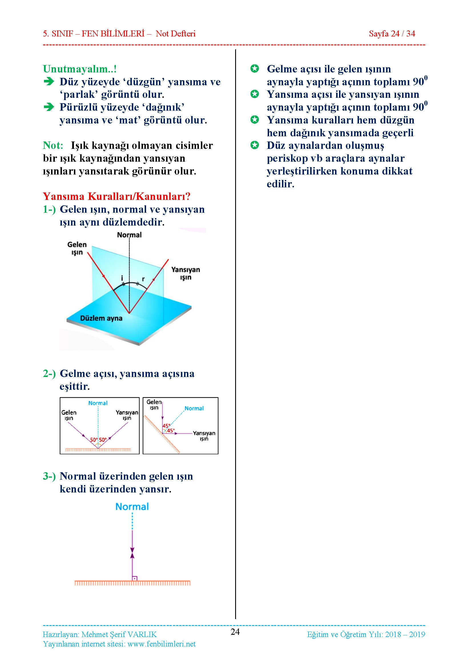 Fen Bilimleri 5.Sınıf Özet Ders Notu, Konu Anlatımı Pdf