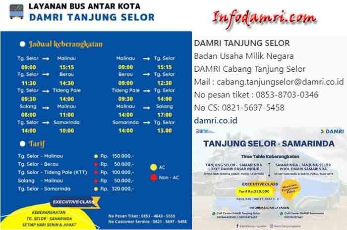 Harga Tiket & Jadwal Bus Damri Tanjung Selor