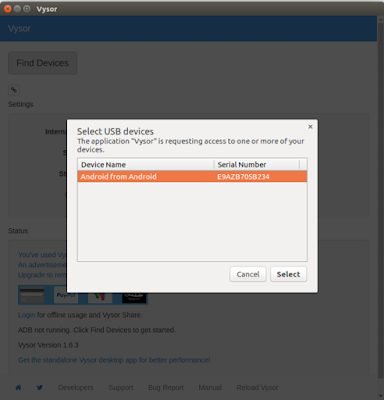 Cara Vysor Menampilkan dan Menggunakan Smartphone Android di PC Laptop Windows Linux