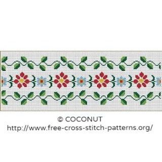 Flower border cross stitch pattern for free