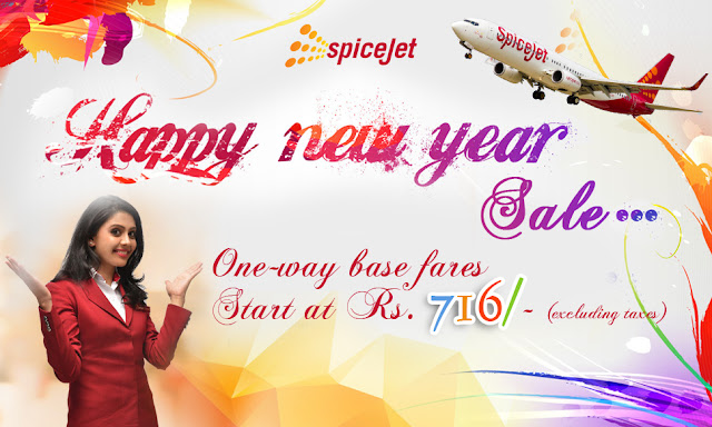 SPICEJET - HAPPY NEW YEAR - ONE WAY BASE FARE START AT RS.716/-, WWW.AKSHARONLINE.COM, AKSHAR INFOCOM, +91-8000999660, +91-79-27665284