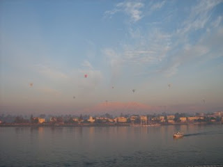 Balloons over the Nile in Luxor, evening