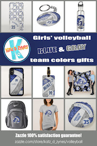 girls volleyball blue and gray team colors gifts