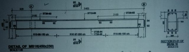 detail of main beam (MB16) 