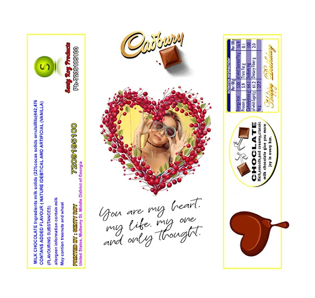Chocolate Bar Cover Design for personalised gifts by Senty Roy
