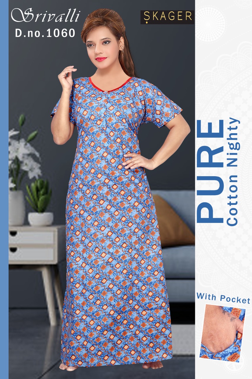 Srivalli With Pocket Skager Night Gowns Manufacturer Wholesaler