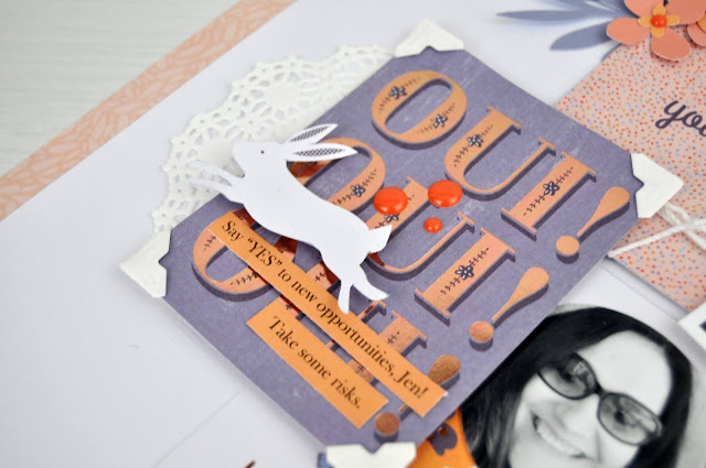 "Bonjour" scrapbooking process video featuring the "Je Ne Sais Quoi" paper pad from JoAnn. #scrapbooks #scrapbooking #scrapbooklayout #jengallacher