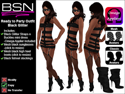 BSN Ready to Party Outfit - Black Glitter