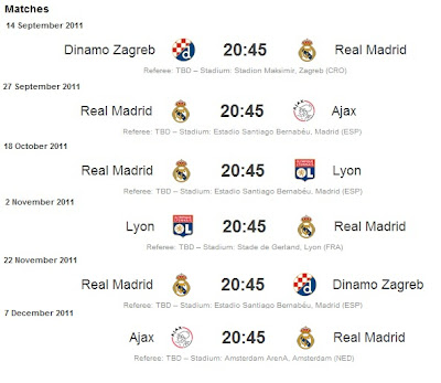 Real Madrid matches of the Group Stage. UEFA Champions League 2011-2012