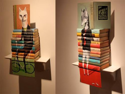 Stacked Book Portraits by Mike Stilkey