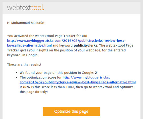 webtexttool email notification