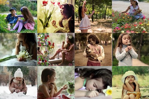 Tributo a la infancia VIII (fotos de niñas, flores y mascotas)