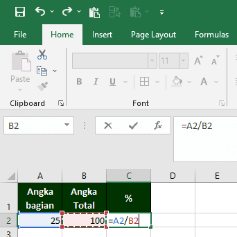 contoh rumus persentase di excel