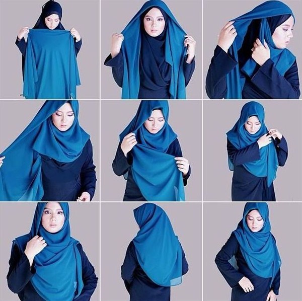 kreasi jilbab segi empat desain simple, elegan modis dan modern terbaru 2017/2018