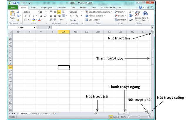 di chuyển trong excel