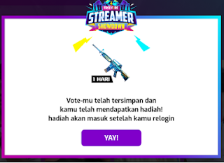 Vote free fire : Cara Mendapatkan Vote Token Mark Of Lightning di Event free fire streamer showdown