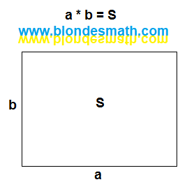 Площадь прямоугольника. Прямоугольник с обозначением длины, ширины и площади. Математика для блондинок.