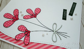 Pink flowers in modern style, using MFT Build-able bouquet stamps and dies