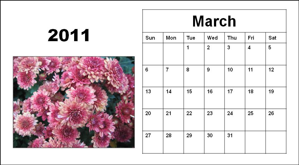 calendar template for march 2011. Perfect 2011 calendar template