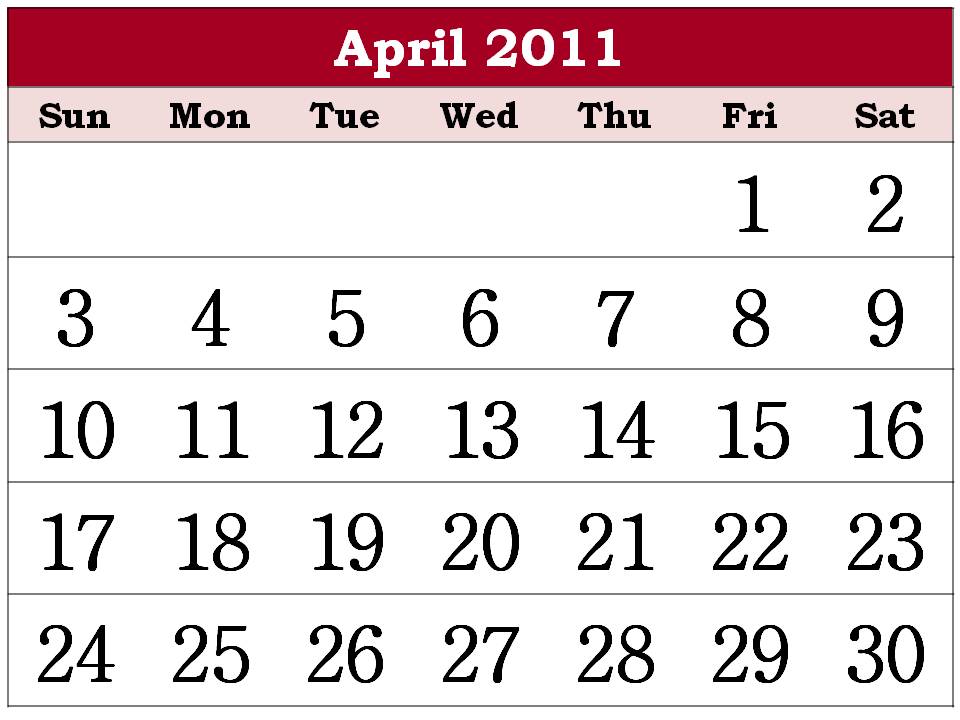 free april 2011 calendar template. free april 2011 calendar