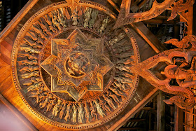 Wood carved ceiling at the Sanctuary of Truth in Pattaya 
