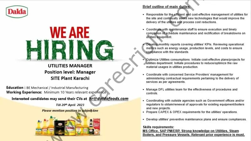 Dalda Foods Pvt Ltd Jobs 2023 - Latest Advertisement