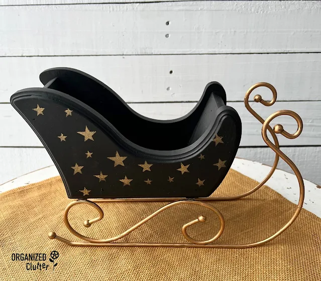 Photo of an upcycled thrifted sleigh decoration.