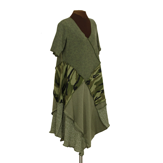 secret lentil camo olive green upcycled dress 