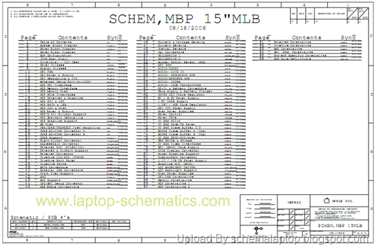 Apple Macbook A1286 (SCHEM MBP 15MLB 08/18/2008) Macbook Pro 15.4inch Laptop Schematics