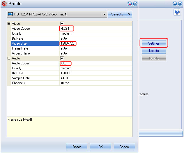 Parameters setting