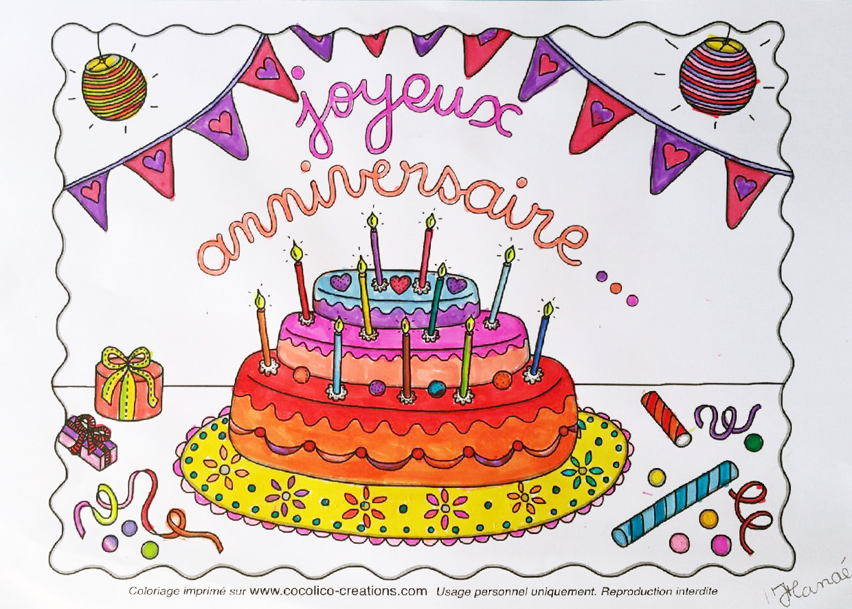 coloriage gateau danniversaire par hanae