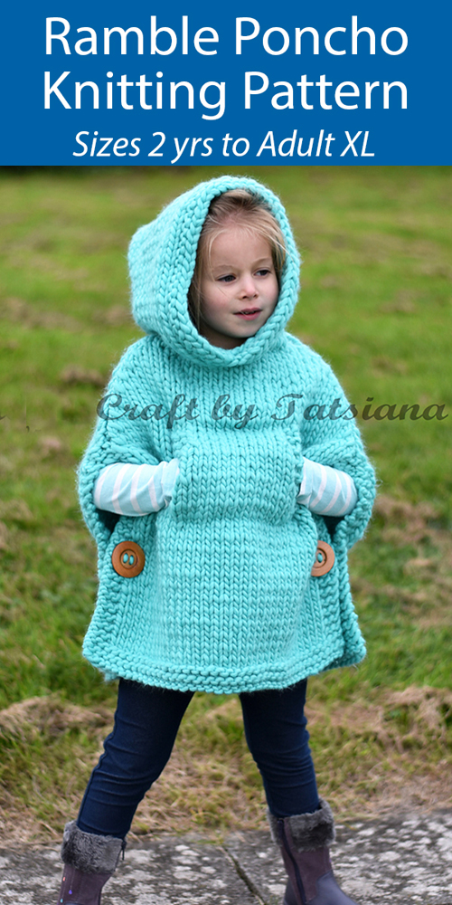 Ramble Poncho For Adults and Children - Knitting Pattern