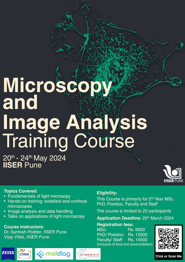 Microscopy and Image Analysis Training Course @ IISER Pune | May 20-24, 2024 