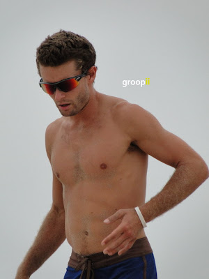 Andy McGuire Shirtless at Hermosa Beach Open in 2011