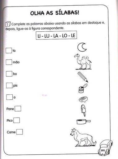 Atividades de Português 1º ano ensino fundamental - Olha as sílabas