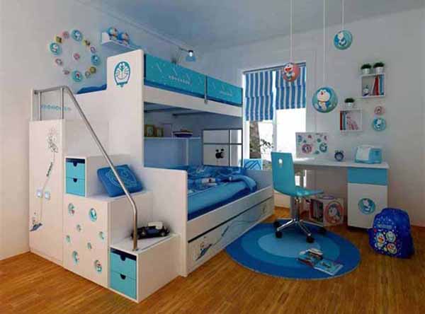 Kamar Tidur Anak Perempuan Minimalis Warna Biru