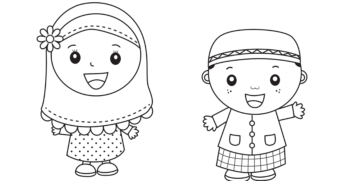  Gambar Mewarnai Anak Muslim Untuk Anak PAUD dan TK 