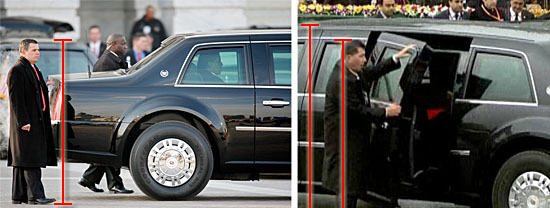 Comparação de tamanho da limusine do Presidente dos EUA