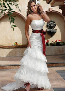 Satin Lace Wedding Dress With Sash