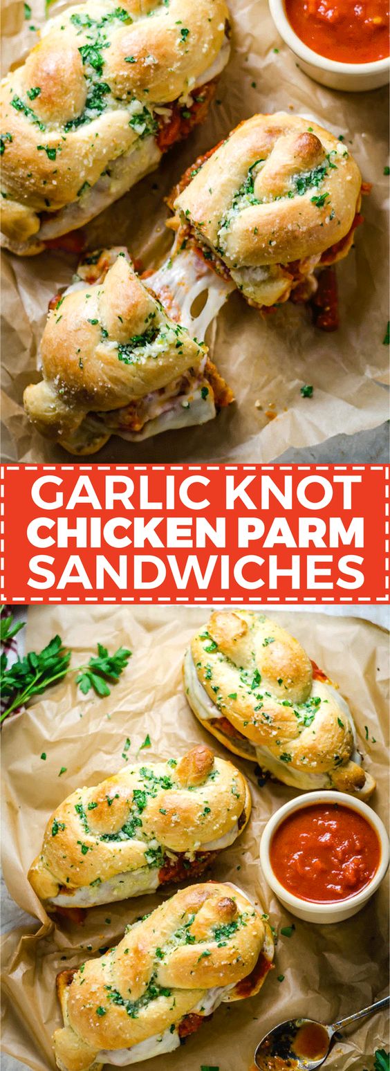 Garlic Knot Chicken Parmesan Sandwiches