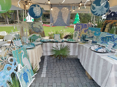 coastal art market, craft booth display, art tent display